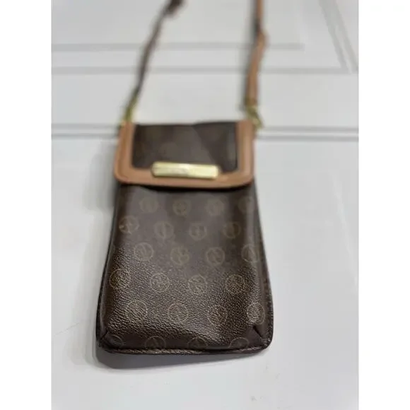 Adrienne Vittadini Crossbody Brown Phone Holder Wallet Card ID Slot - Picture 2 of 6